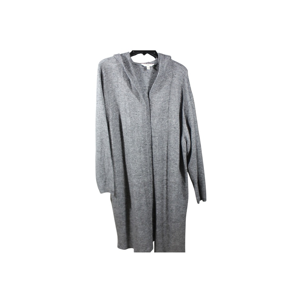 Terra & Sky Womens 3X Grey Hooded Longline Open Front Cardgn Swtr TS43100080590H